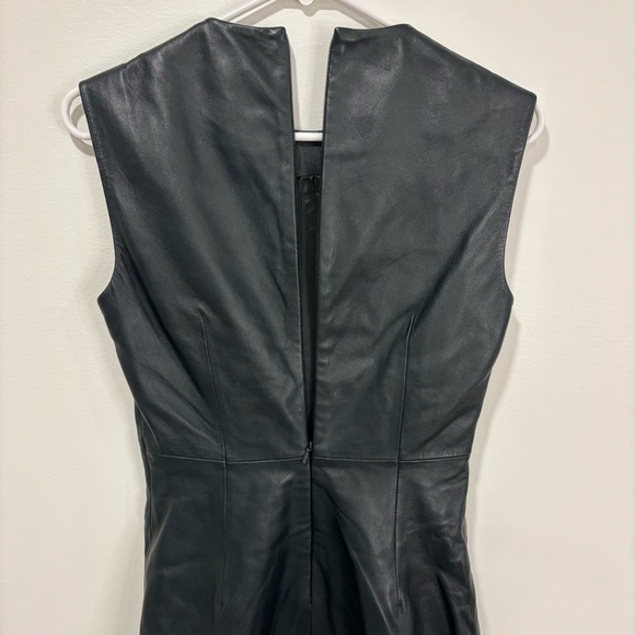 Maje Lambs Leather Mini Dress Twist Knot Front Black Bodycon Party Sleeveless - Picture 7 of 11